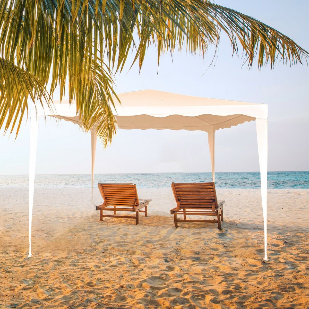 Gazebo Aktive 300 x 250 x 300 cm Acciaio Bianco Plastica - Immagine 2