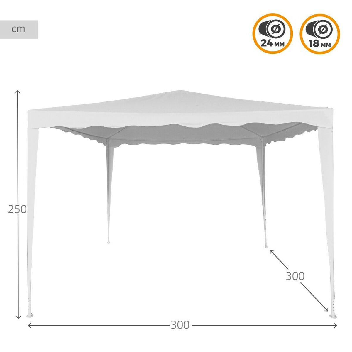 Gazebo Aktive 300 x 250 x 300 cm Acciaio Bianco Plastica - Immagine 3