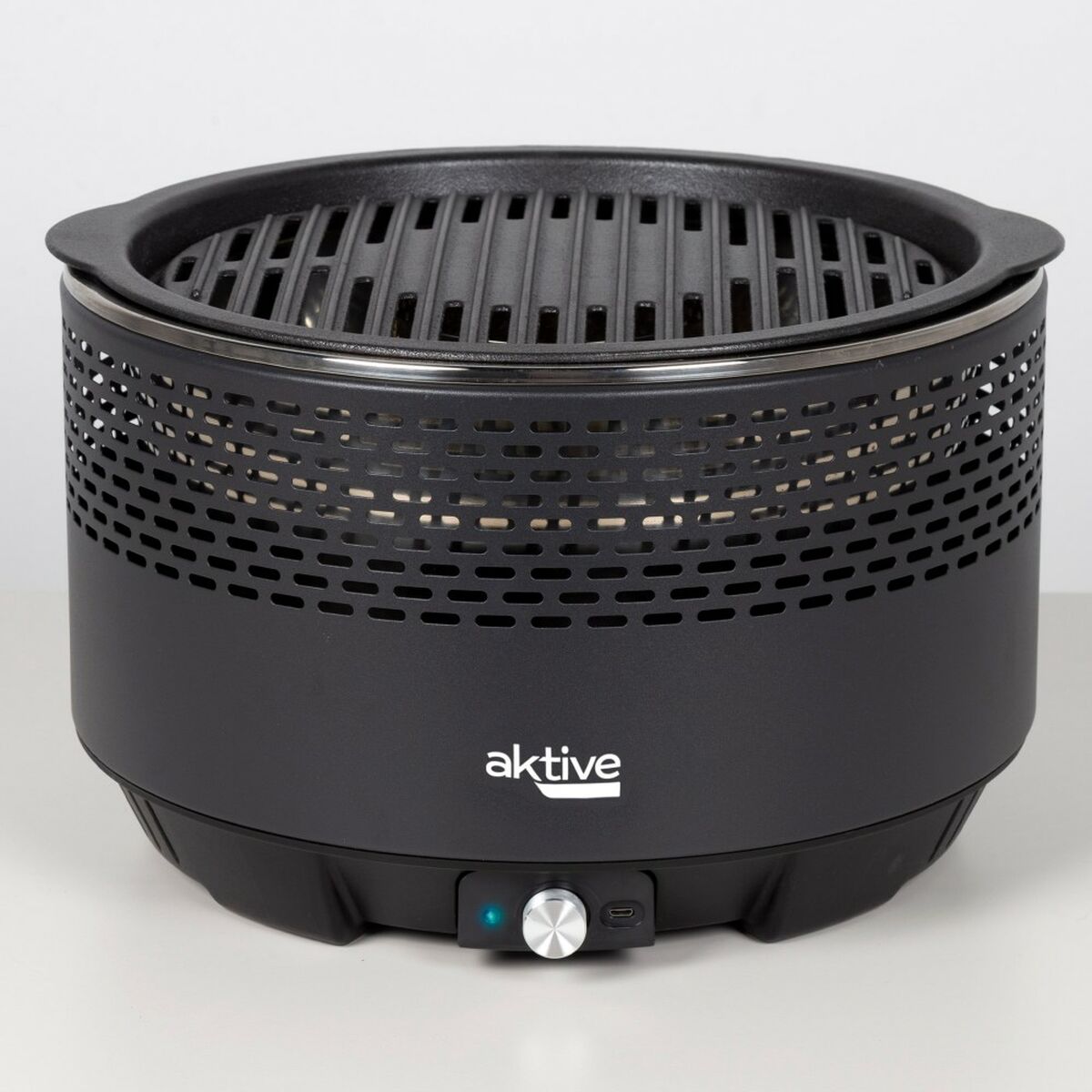 Barbecue Portatile Aktive Rotonda Senza fumo Nero Acciaio inossidabile Ferro 34 x 21,5 x 34 cm - Immagine 2