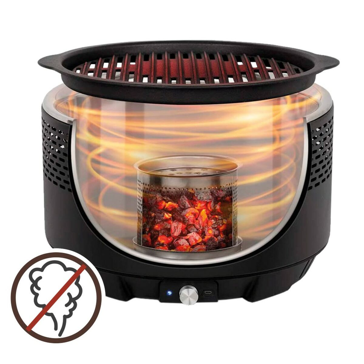 Barbecue Portatile Aktive Rotonda Senza fumo Nero Acciaio inossidabile Ferro 34 x 21,5 x 34 cm - Immagine 3