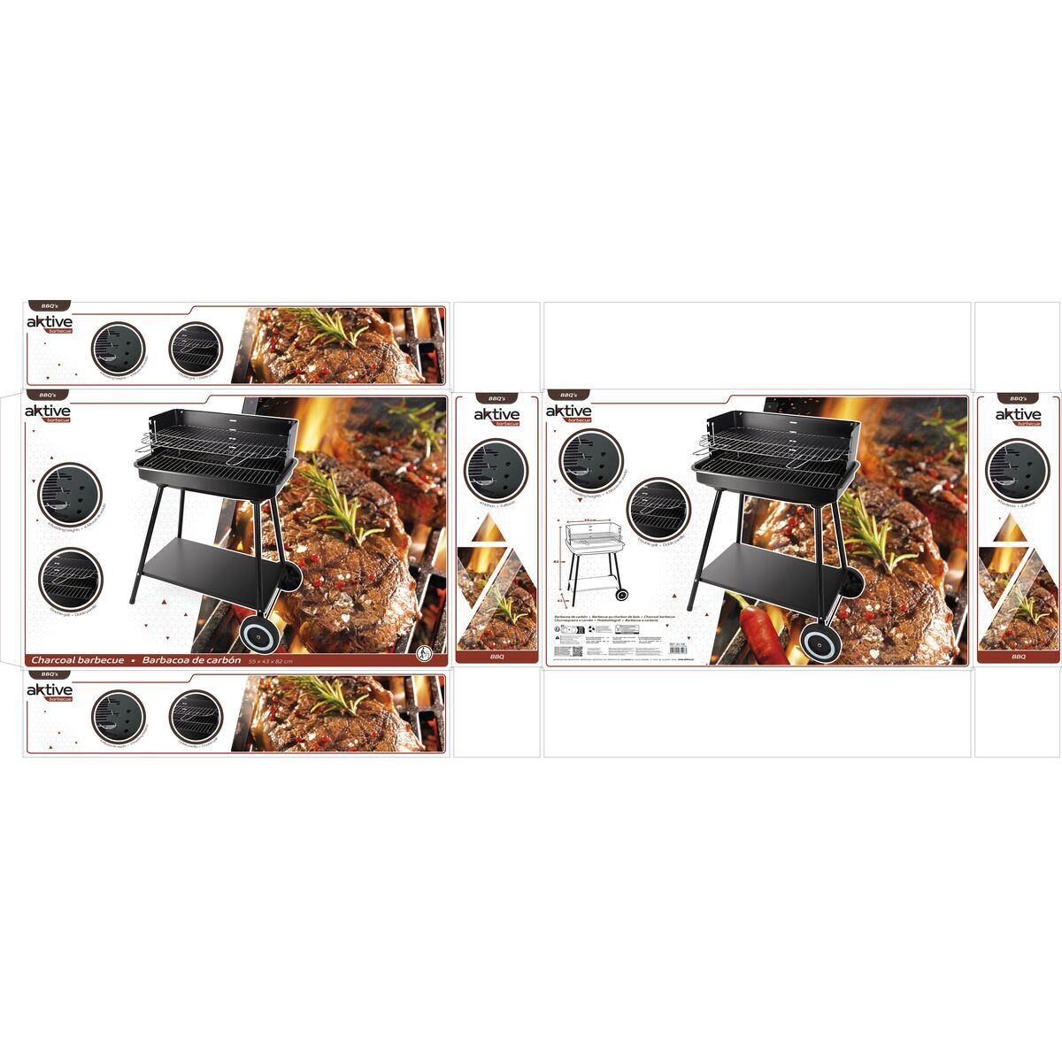 Barbecue Portatile Aktive Acciaio inossidabile Acciaio 55 x 82 x 43 cm - Immagine 7