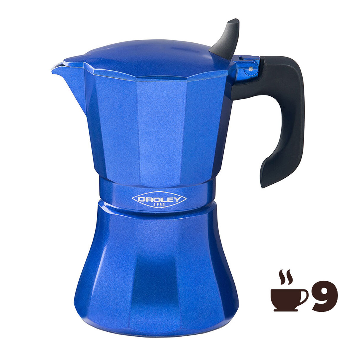 Caffettiera Italiana Oroley Petra Azzurro Alluminio 9 Tazze - Immagine 4