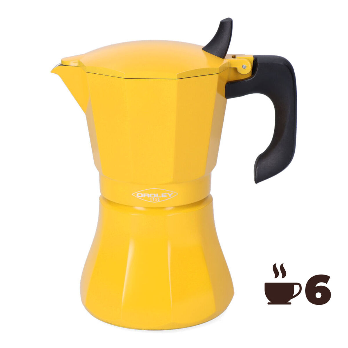 Caffettiera Italiana Oroley Petra Senape Alluminio 6 Tazze - Immagine 2