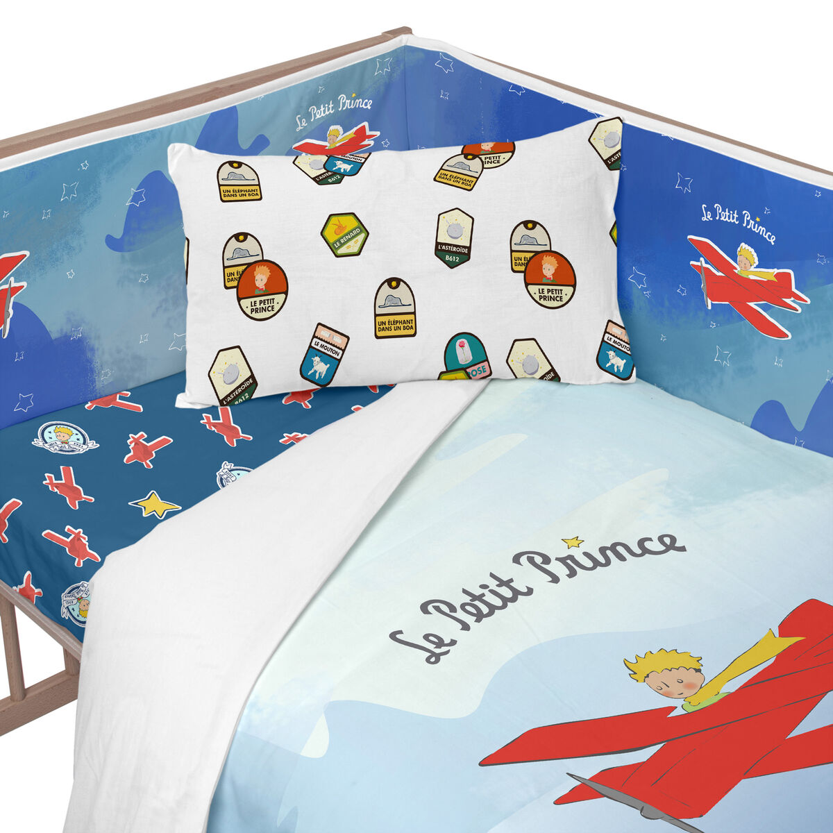 Paracolpi per culla HappyFriday Le Petit Prince Son avion Multicolore 210 x 40 cm - Immagine 3