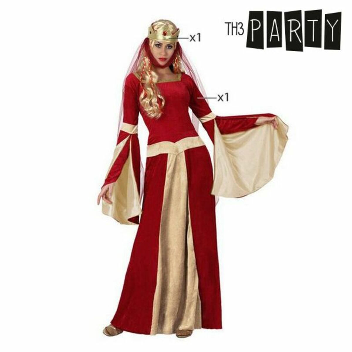 Costume per Adulti Rosso Dama Medievale - Immagine 2
