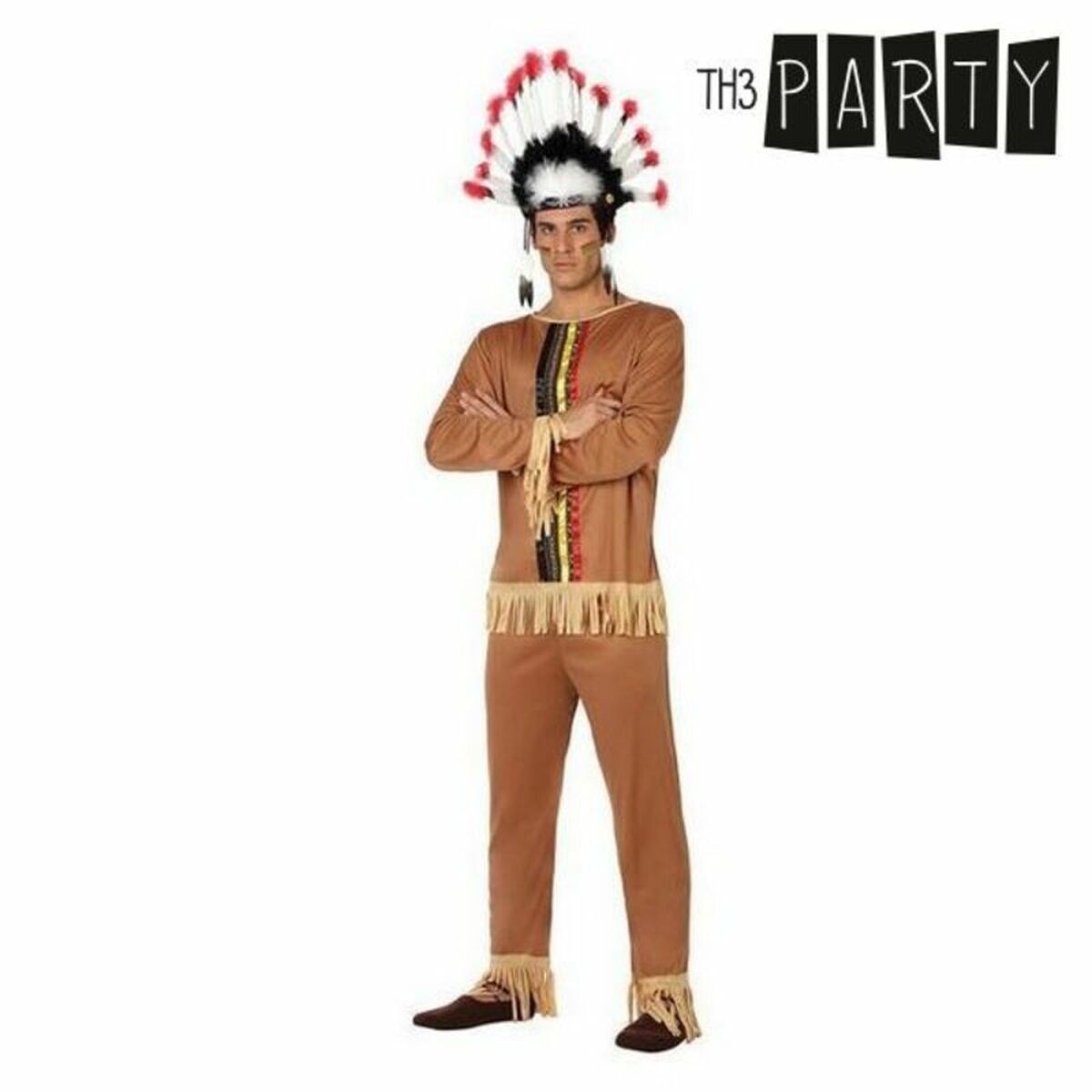 Costume per Adulti Th3 Party Marrone Indiano Americano (2 Pezzi)