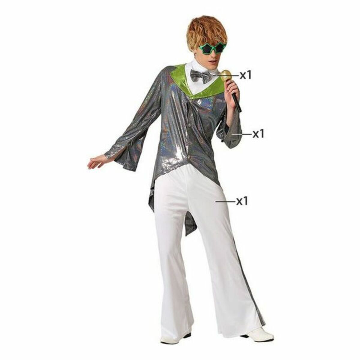 Costume per Adulti Argentato Star del Rock - Immagine 2