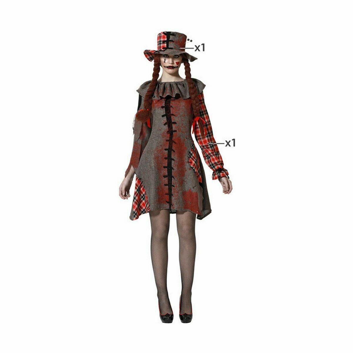 Costume per Adulti Grigio Bambola Voodoo (2 Pezzi) - Immagine 3