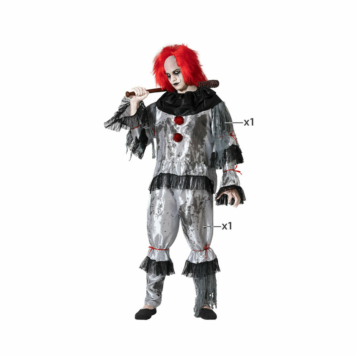 Costume per Adulti Grigio Pagliaccio - Immagine 4