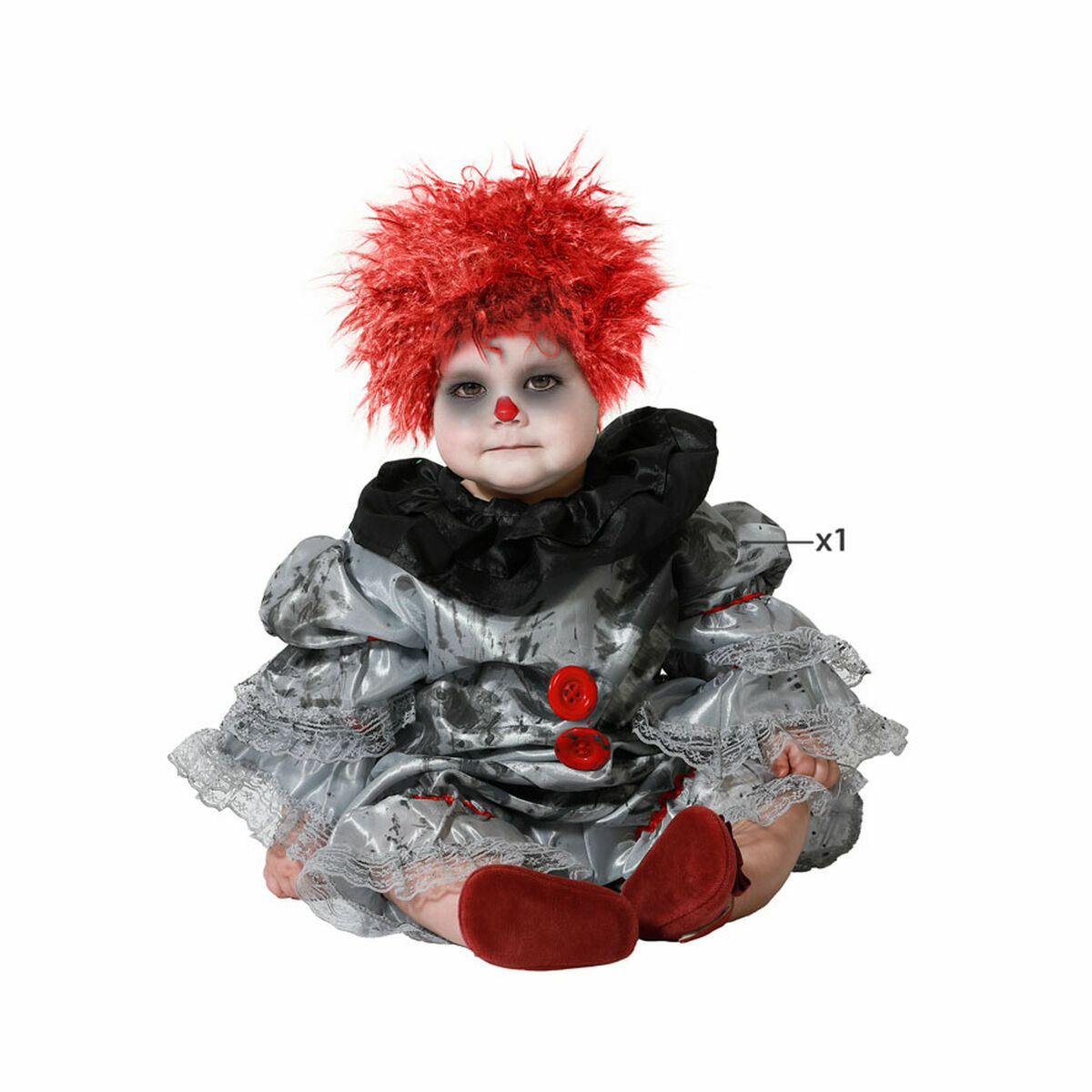 Costume per Neonati Grigio Pagliaccio 24 Mesi (2 Pezzi) - Immagine 2