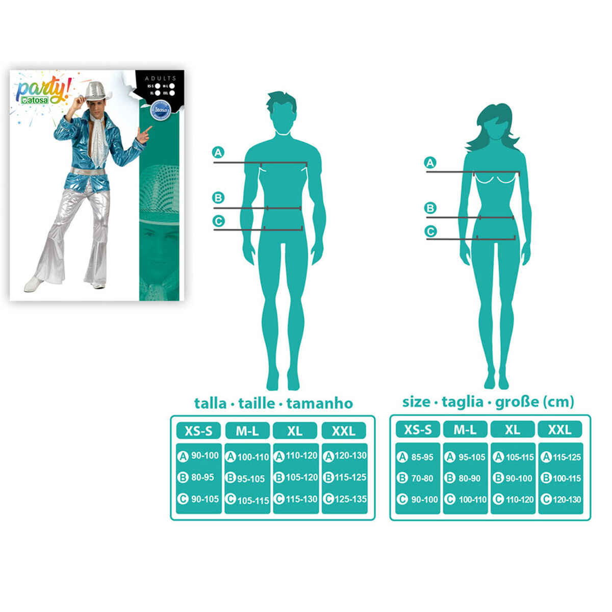 Costume per Adulti Azzurro Musica da discoteca - Immagine 2