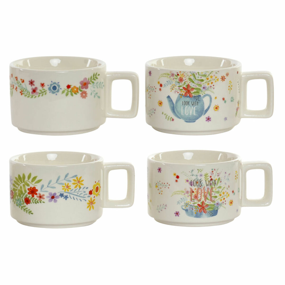 Set di Tazze da Caffè DKD Home Decor Multicolore Metallo Bambù Dolomite 260 ml - Immagine 2