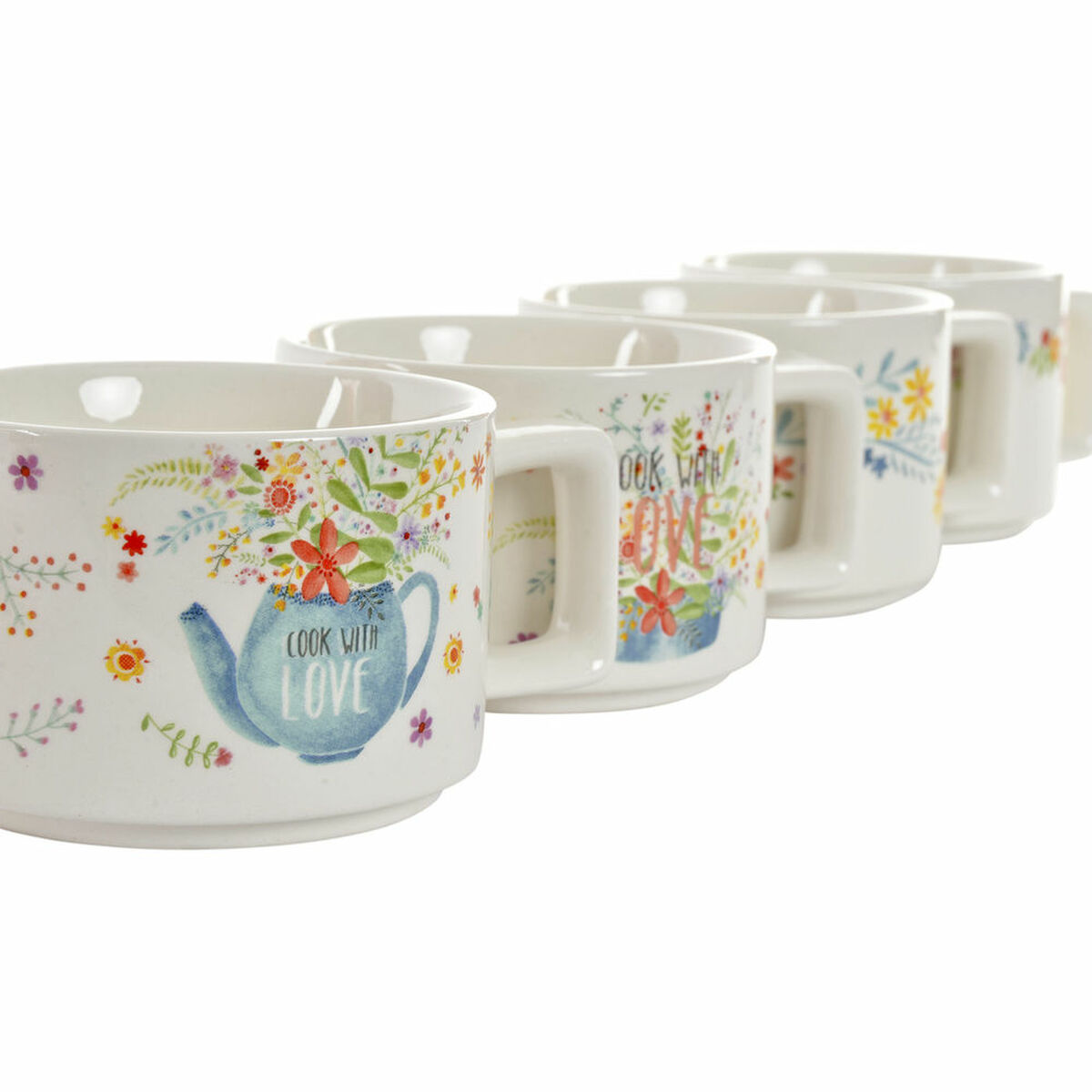 Set di Tazze da Caffè DKD Home Decor Multicolore Metallo Bambù Dolomite 260 ml - Immagine 3