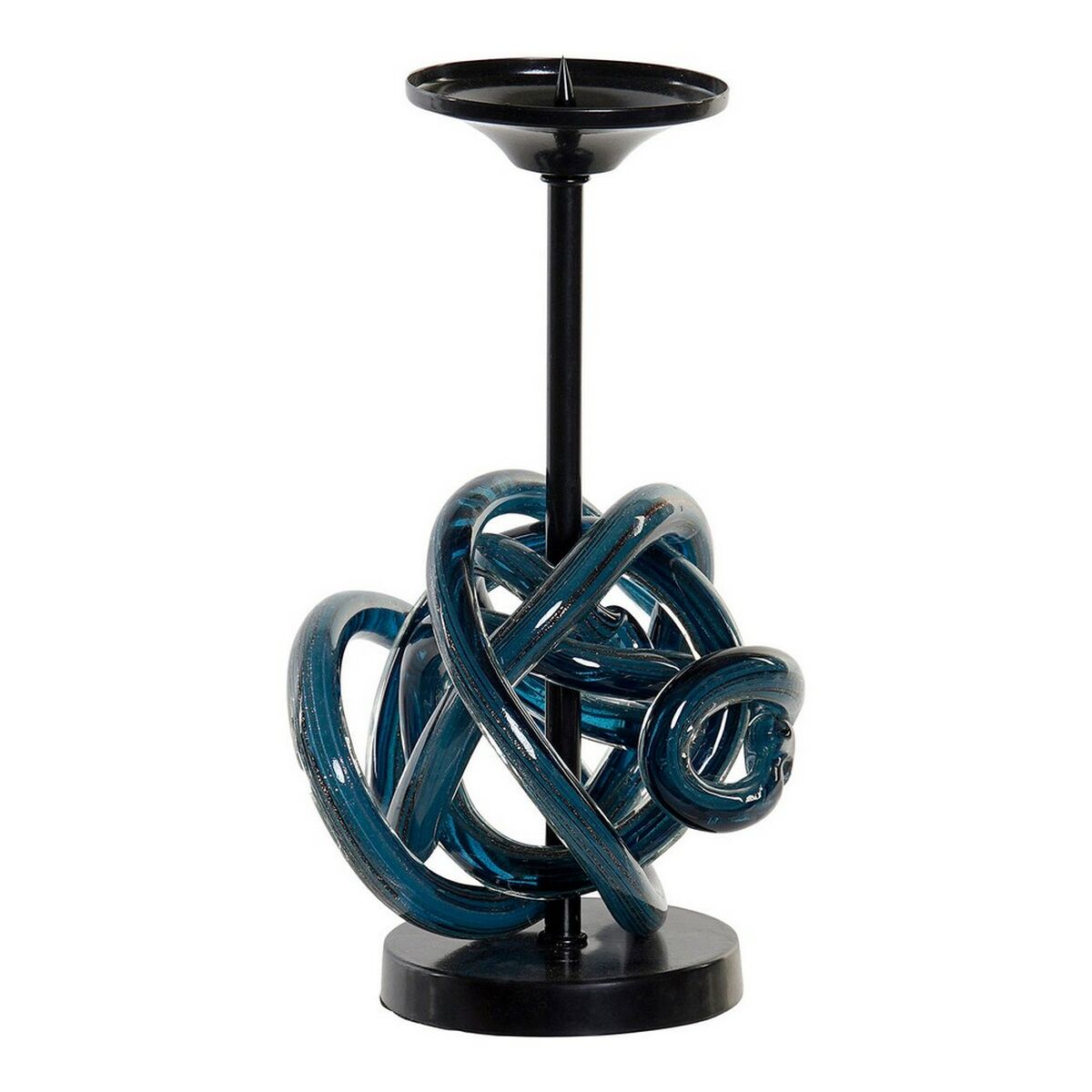 Portacandele DKD Home Decor Azzurro Metallo Cristallo 13 x 13 x 25 cm