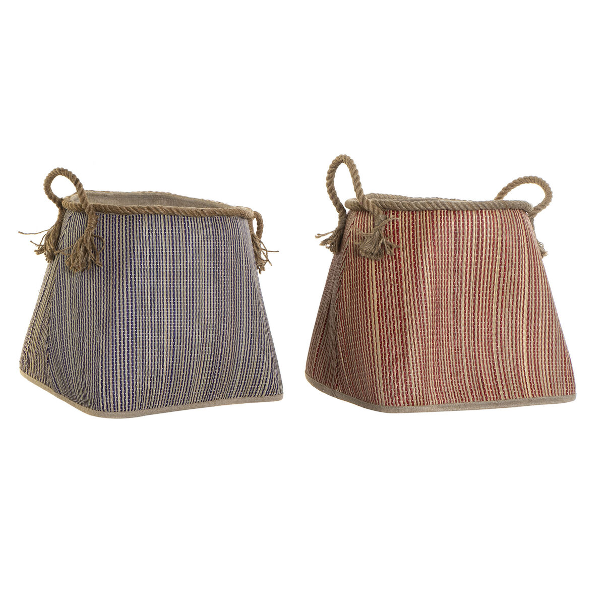 Cestino DKD Home Decor Azzurro Rosso Fibra naturale 40 x 40 x 45 cm (2 Unità)