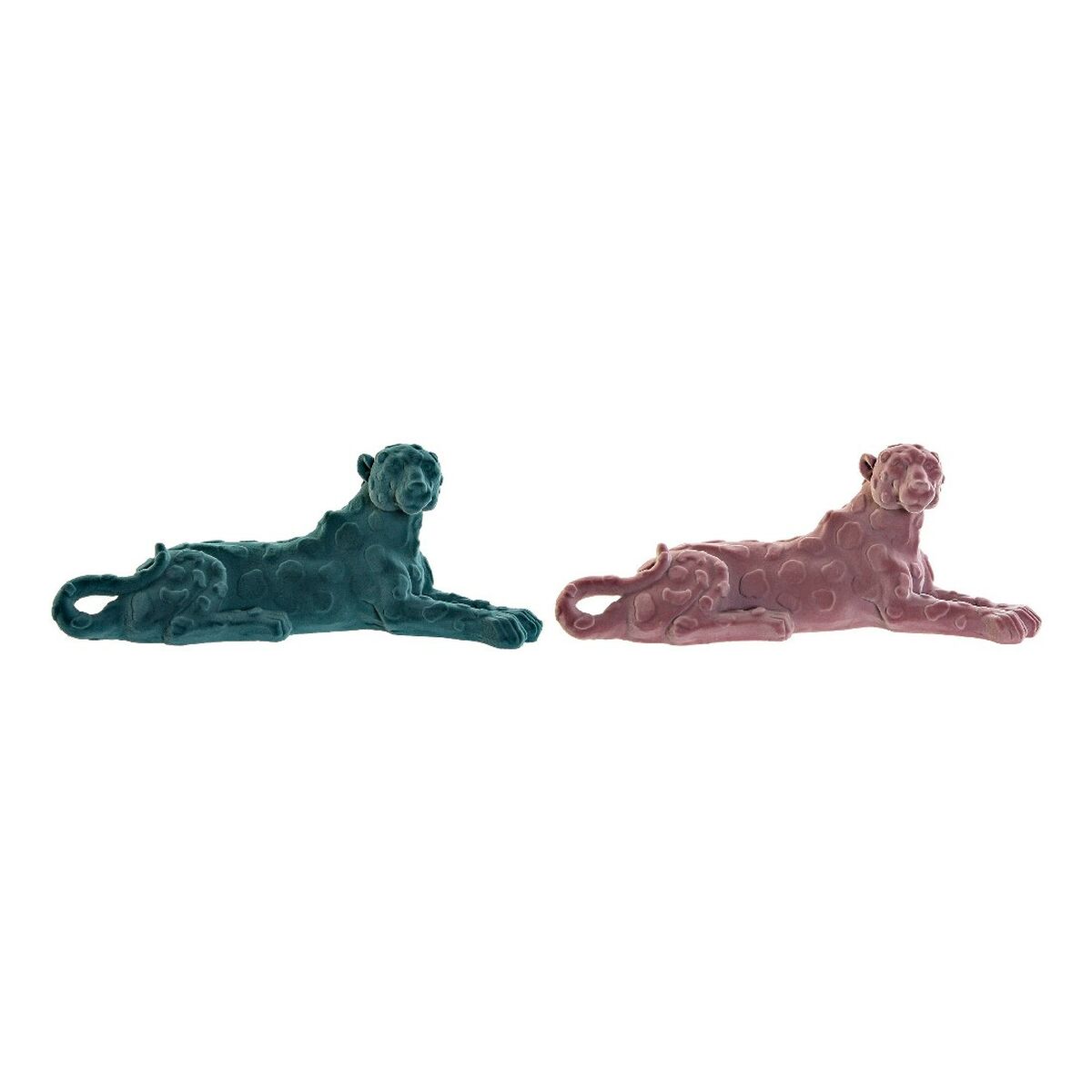 Statua Decorativa DKD Home Decor Verde Rosa Leone 26,5 x 9 x 11 cm (2 Unità) (2 Pezzi)