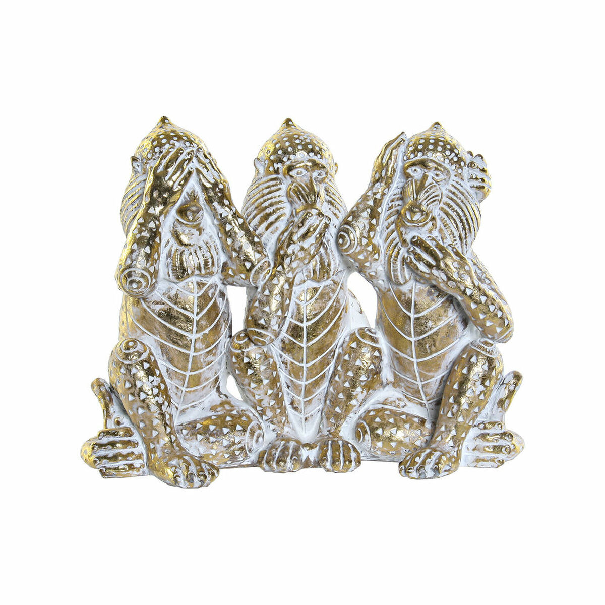 Statua Decorativa DKD Home Decor Dorato Tropicale Scimmie Decapaggio 21 x 11 x 16,2 cm