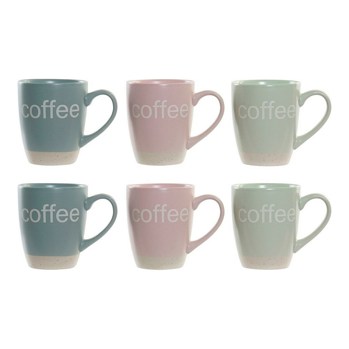 Tazza Mug DKD Home Decor Multicolore Azzurro Rosa Legno d'albero della gomma Verde Gres 160 ml (3 Unità) (7 pcs) - Immagine 2
