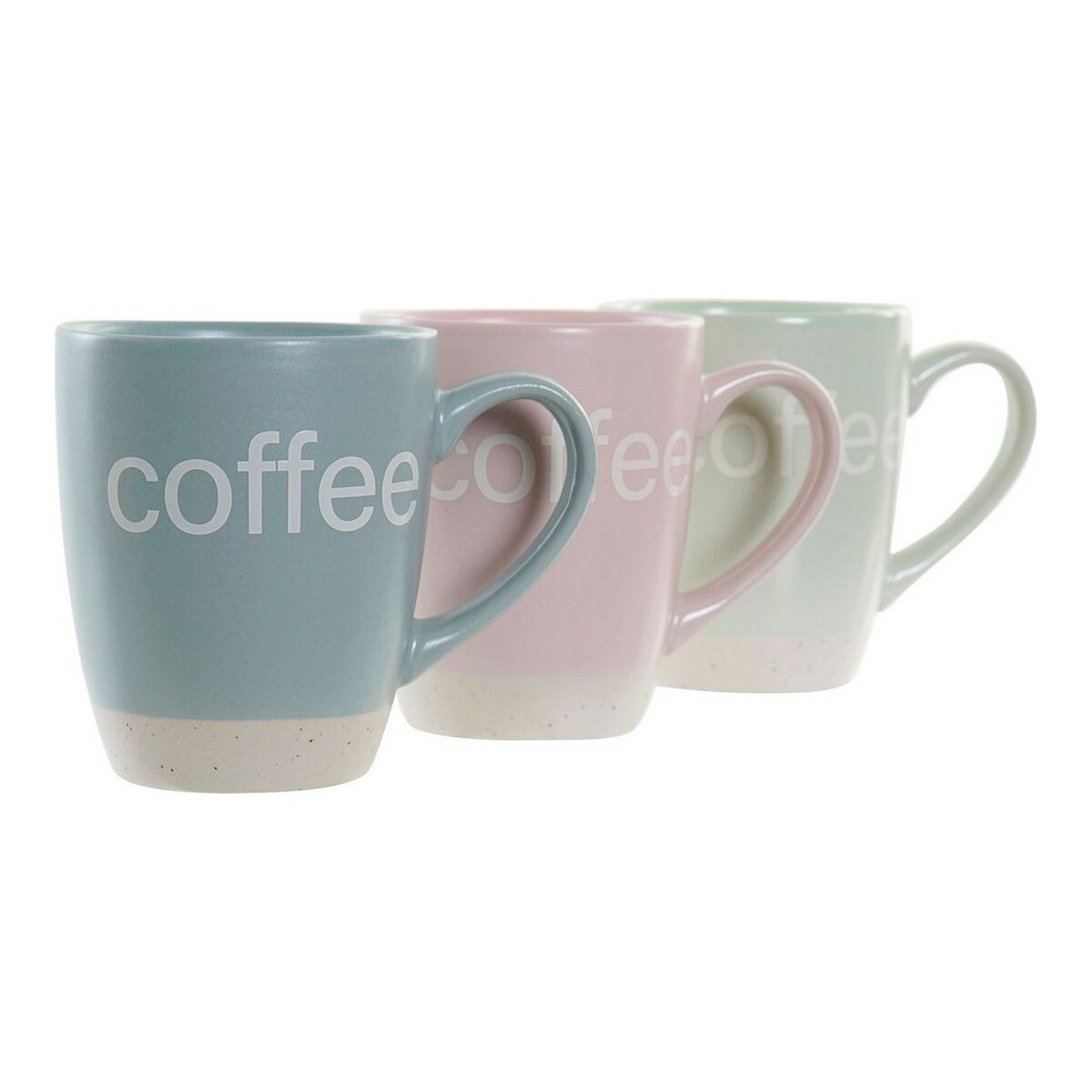 Tazza Mug DKD Home Decor Multicolore Azzurro Rosa Legno d'albero della gomma Verde Gres 160 ml (3 Unità) (7 pcs) - Immagine 3