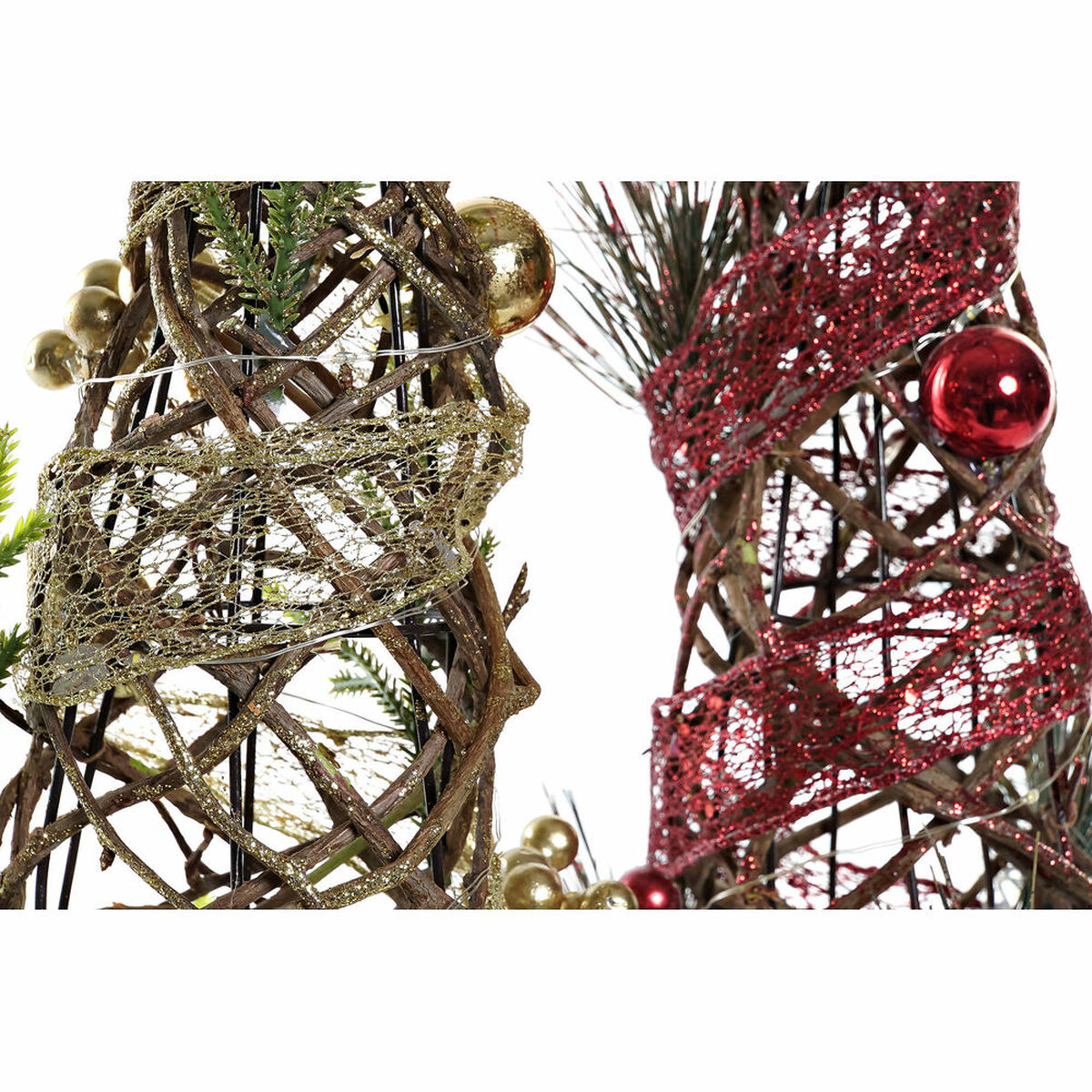 Albero di Natale DKD Home Decor Rosso Verde Dorato 16 x 16 x 41 cm Plastica (2 Unità) - Immagine 3