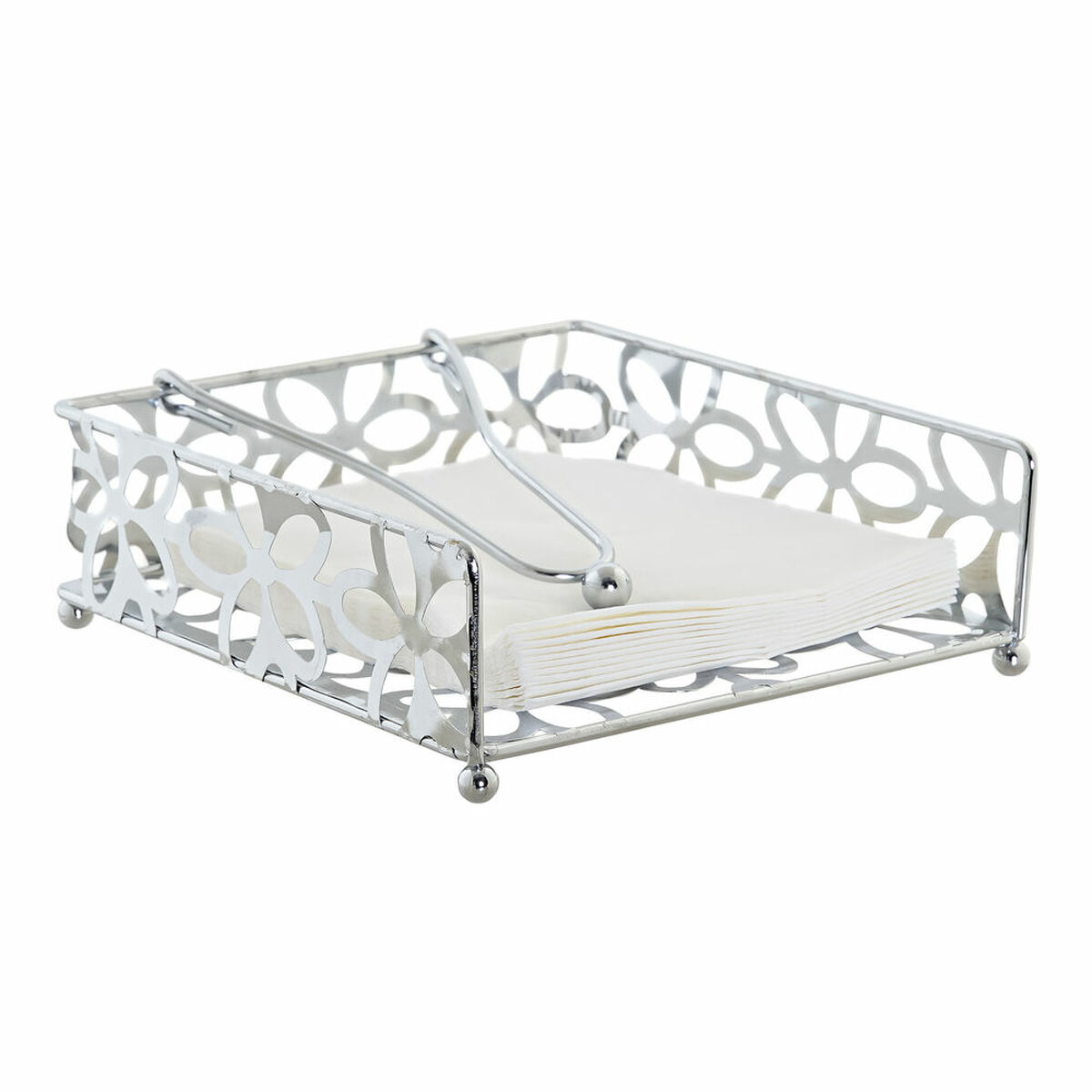 Portatovagliolo DKD Home Decor Margarita Argentato Metallo Plastica 18 x 19 x 6 cm - Immagine 3