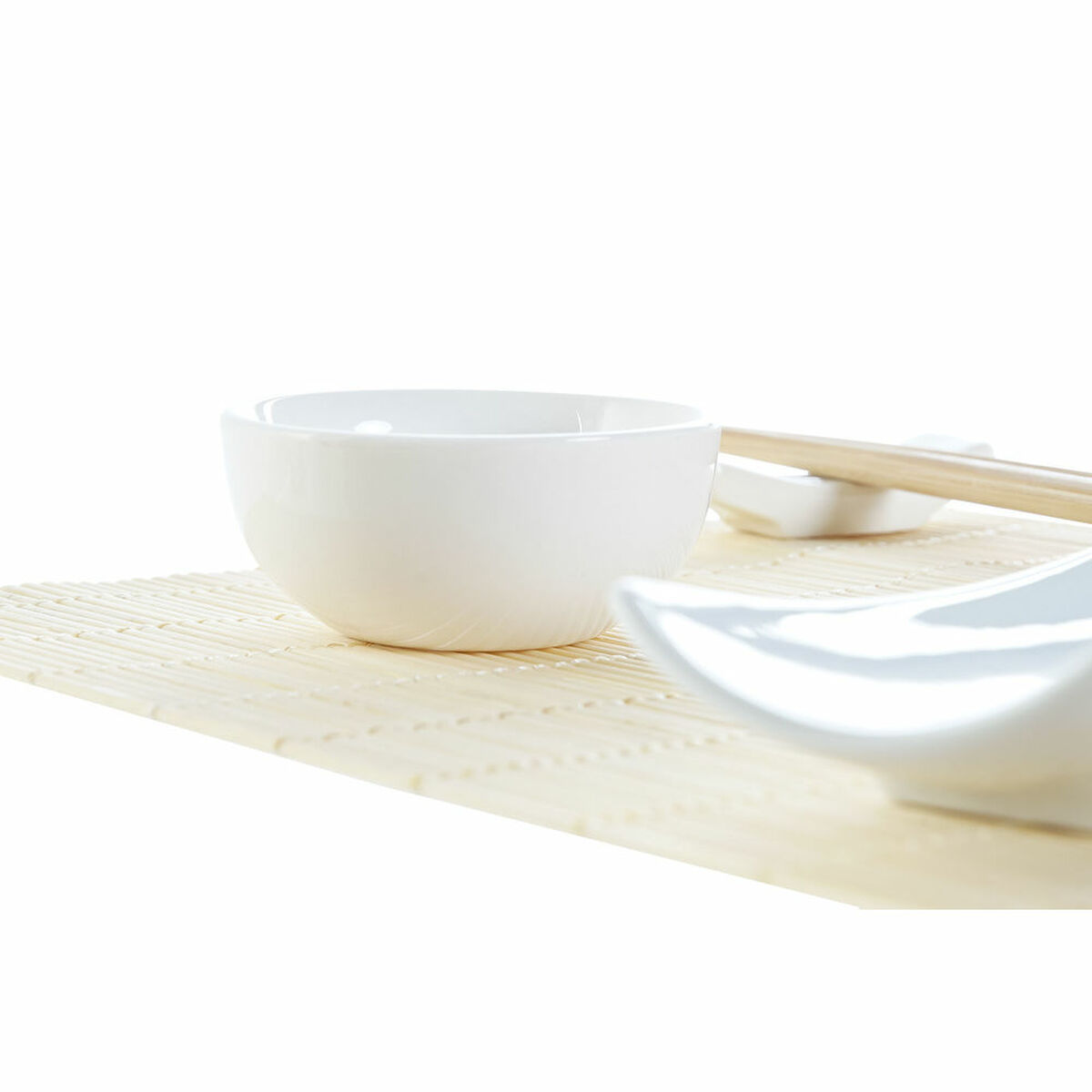 Set per Sushi DKD Home Decor Bambù Gres Bianco Naturale Orientale 28,5 x 19,5 x 3,3 cm (9 Pezzi) (28,5 x 19,5 x 3,3 cm) - Immagine 3