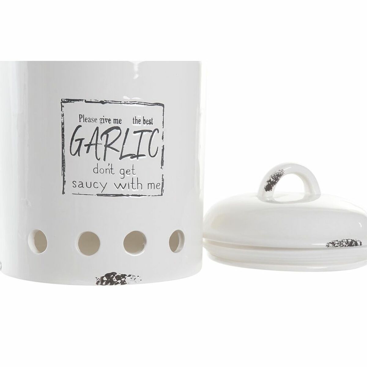Barattolo DKD Home Decor 17,7 x 17,7 x 26 cm Bianco Dolomite Aglio - Immagine 3