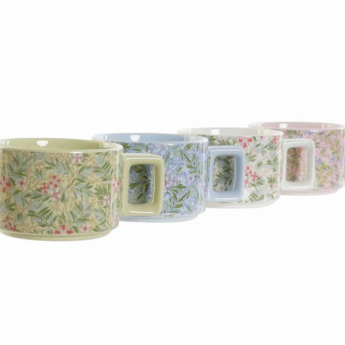 Set di Tazze da Caffè DKD Home Decor Azzurro Verde Rosa Metallo Dolomite 260 ml - Immagine 2