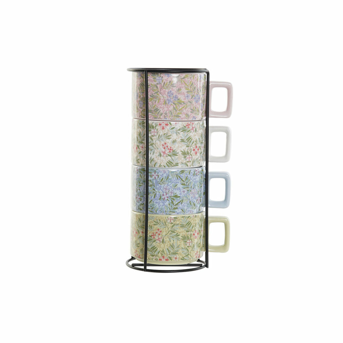 Set di Tazze da Caffè DKD Home Decor Azzurro Verde Rosa Metallo Dolomite 260 ml - Immagine 3