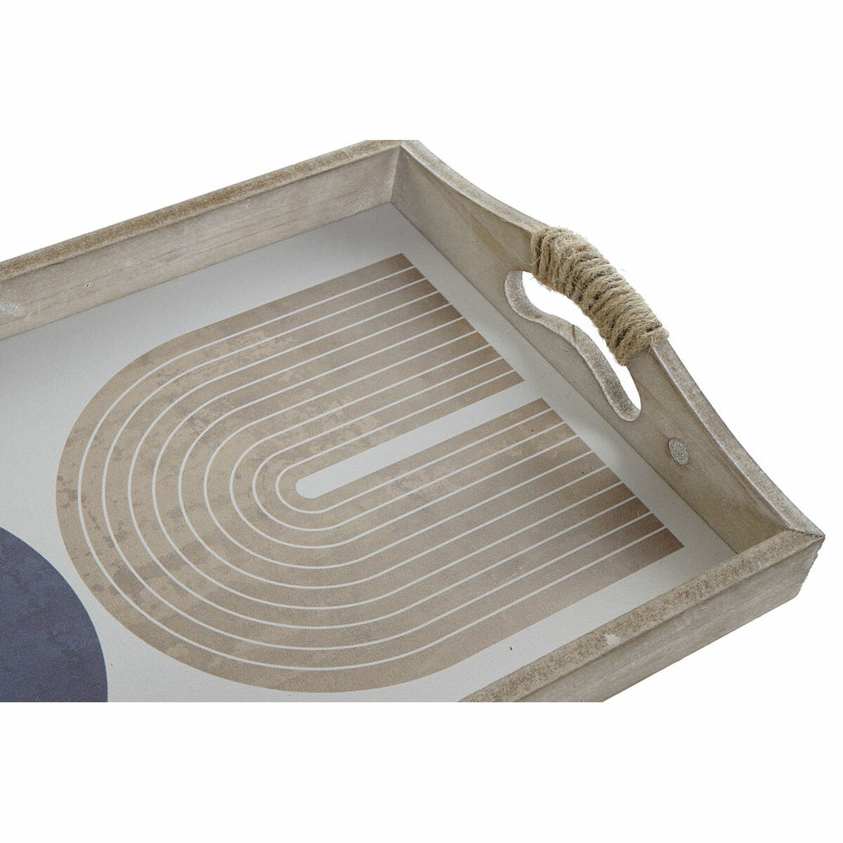 Vassoio DKD Home Decor 40,6 x 30 x 6 cm Beige Azzurro Legno MDF (2 Unità) - Immagine 2