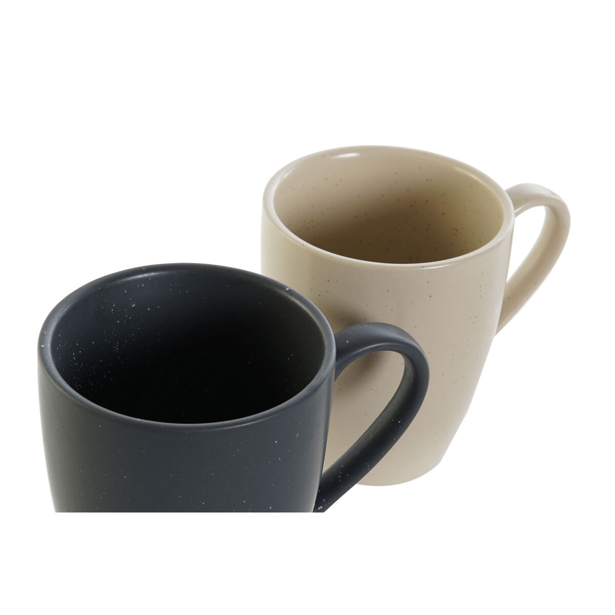 Set di Tazze DKD Home Decor Beige Grigio scuro Legno d'albero della gomma Gres 300 ml 19 x 13 x 31 cm (4 Pezzi) - Immagine 4