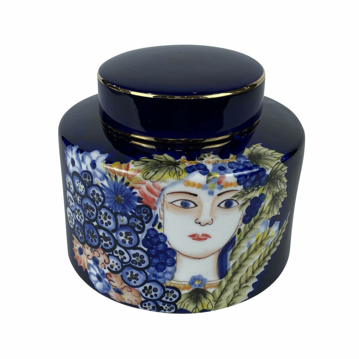 Vaso DKD Home Decor Viso Porcellana Azzurro Multicolore 17 x 17 x 16 cm