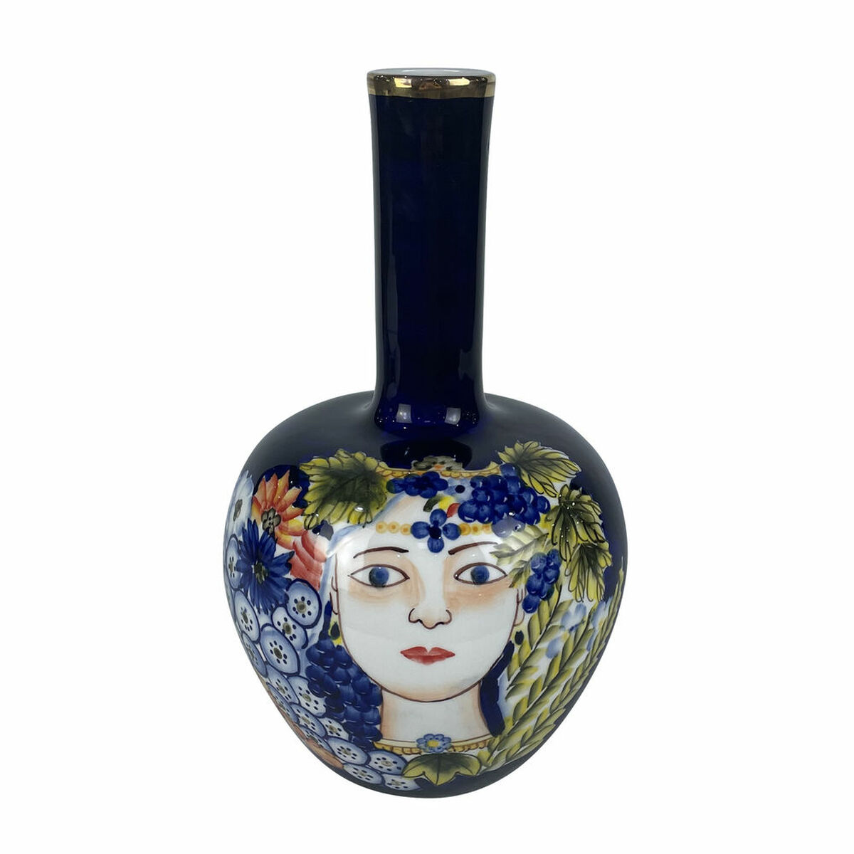 Vaso DKD Home Decor Viso Porcellana Azzurro Multicolore 17 x 17 x 30 cm