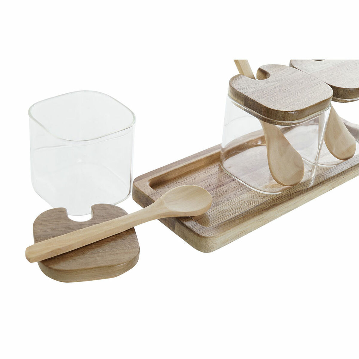 Set di 3 Barattoli DKD Home Decor Multicolore Trasparente Naturale 150 ml 20,5 x 8 x 1,5 cm - Immagine 3