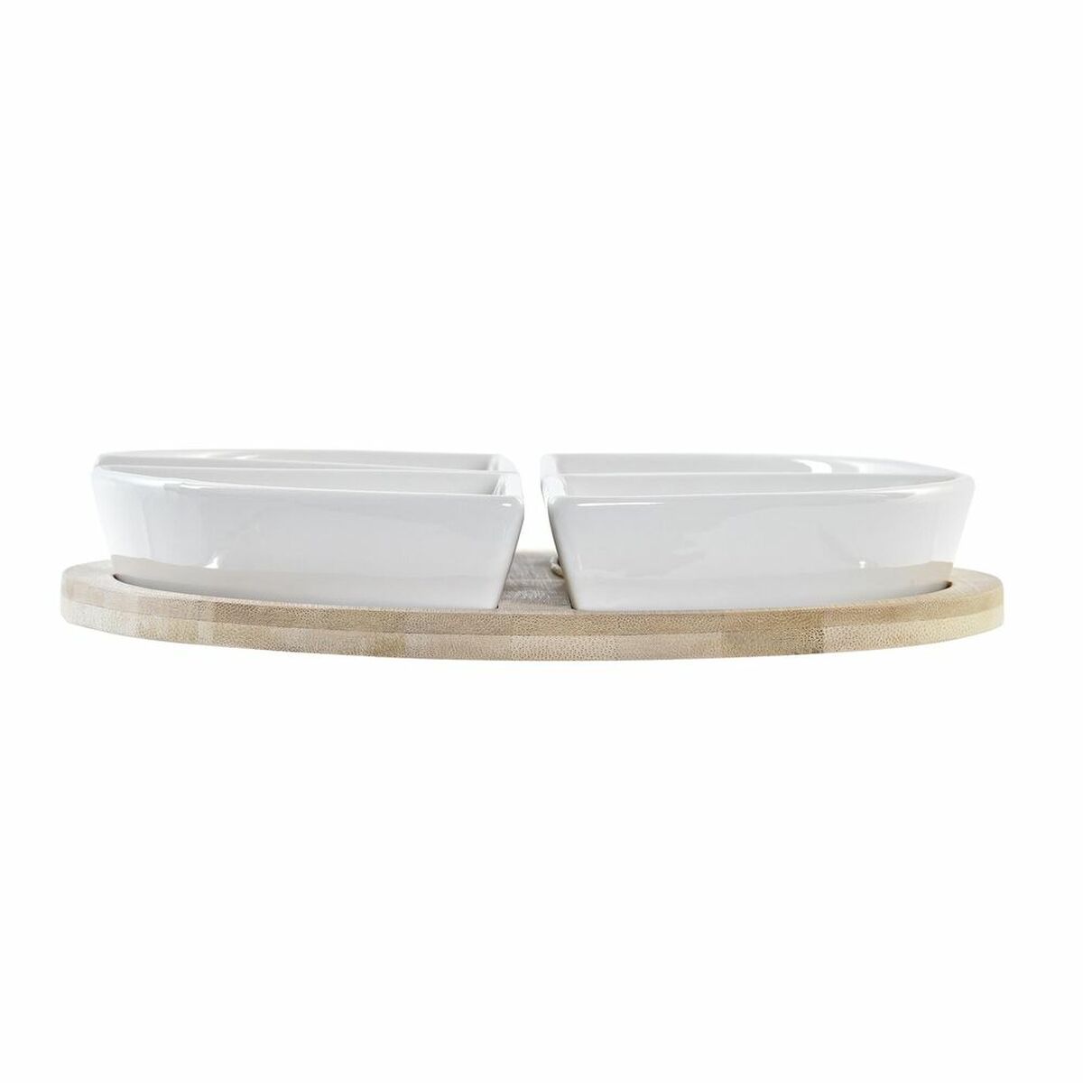 Set da Aperitivo DKD Home Decor Bianco Multicolore Naturale Bambù Gres Tropicale 21,5 x 21,5 x 1 cm (5 pcs) - Immagine 3