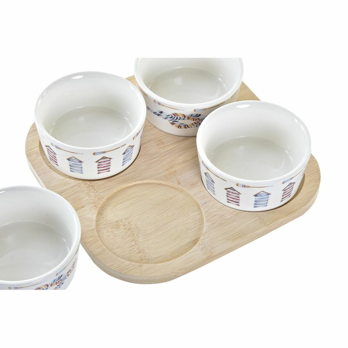 Set da Aperitivo DKD Home Decor Azzurro Naturale Bambù Gres Mediterraneo 19,7 x 19,7 x 1 cm (5 pcs) - Immagine 3