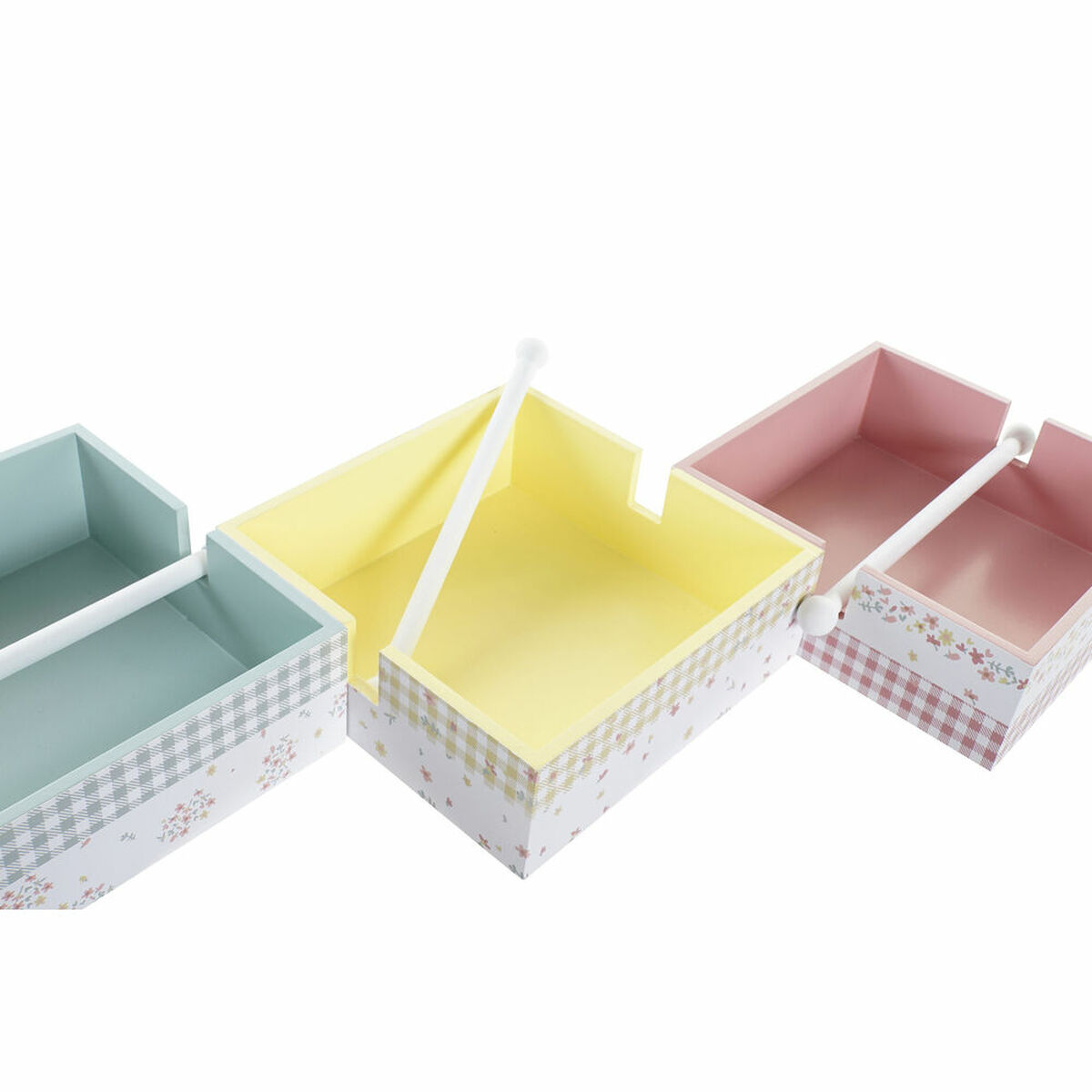 Portatovagliolo DKD Home Decor Vichy Sweet Metallo Alluminio Legno MDF 22 x 18 x 6 cm (3 Unità) - Immagine 3