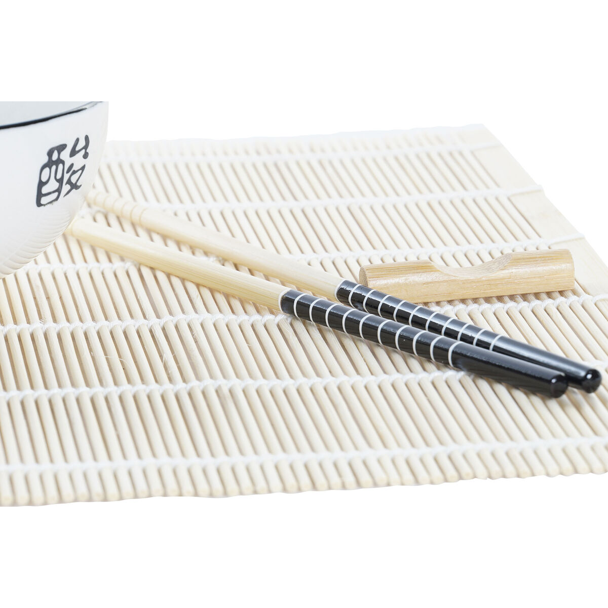 Set per Sushi DKD Home Decor Bambù Gres Bianco Orientale 14,5 x 14,5 x 31 cm (16 Pezzi) - Immagine 3
