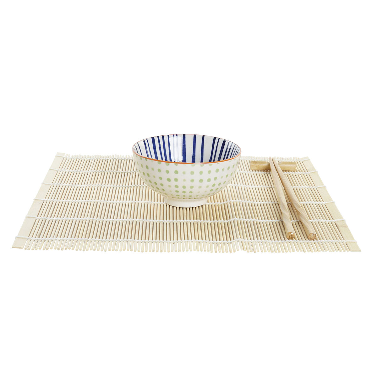 Set per Sushi DKD Home Decor 14,5 x 14,5 x 31 cm Azzurro Bianco Gres Orientale (16 Pezzi) - Immagine 2