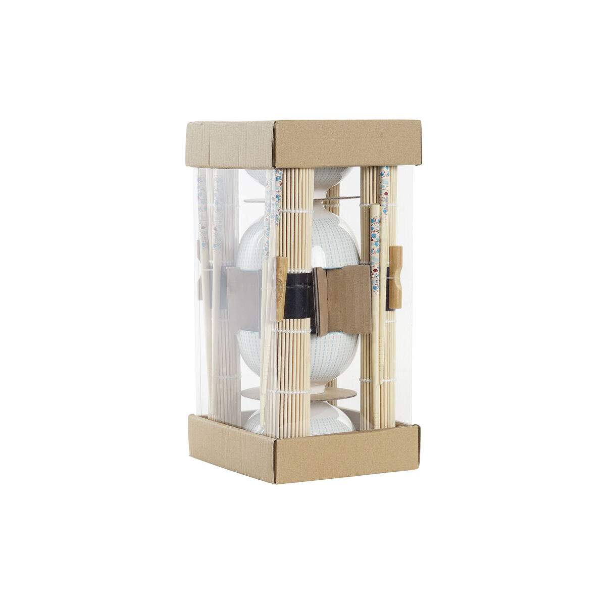 Set per Sushi DKD Home Decor 14,5 x 14,5 x 31 cm Azzurro Bianco Gres Orientale (16 Pezzi) - Immagine 4