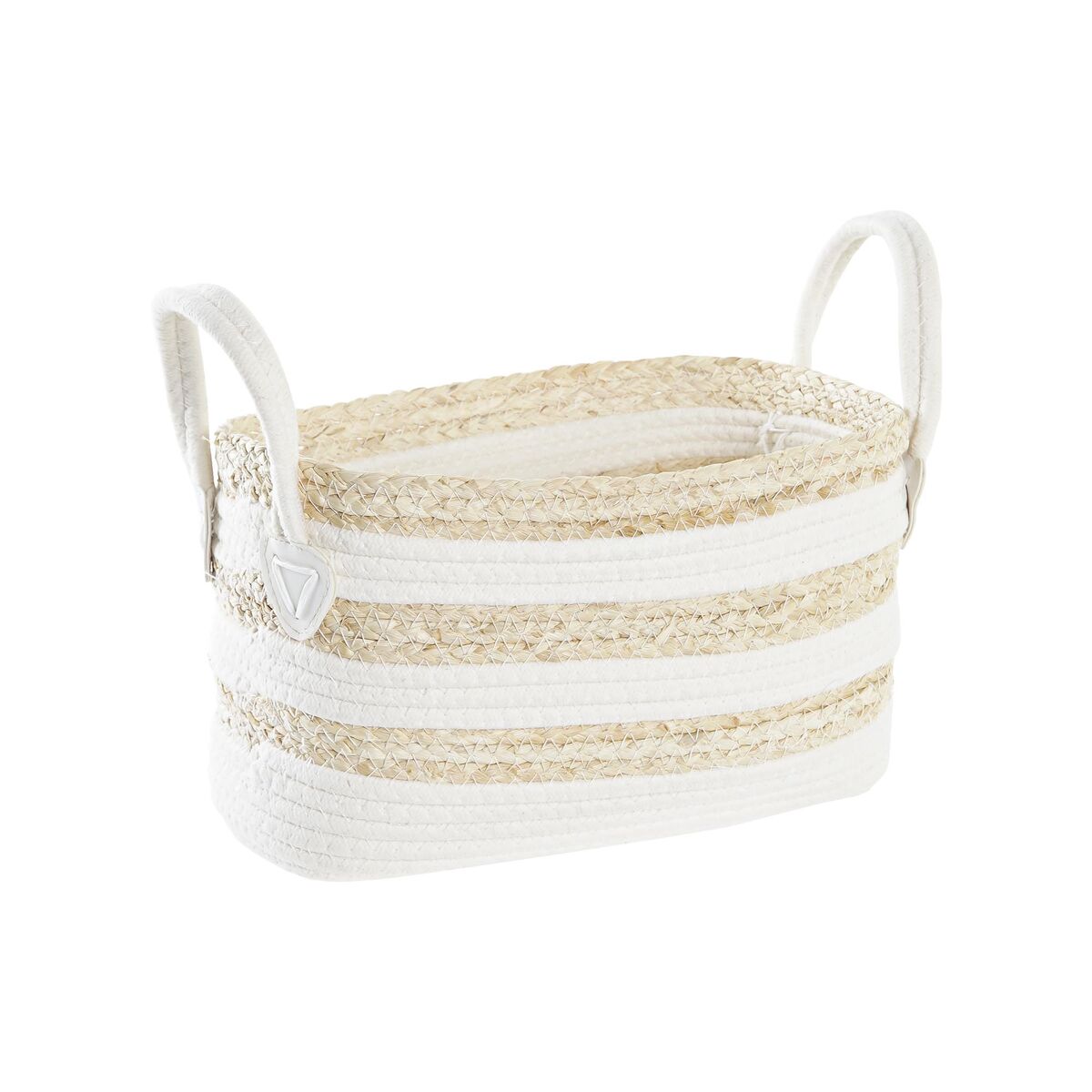 Cestino DKD Home Decor Bianco Beige Fibra naturale 33 x 16 x 19 cm