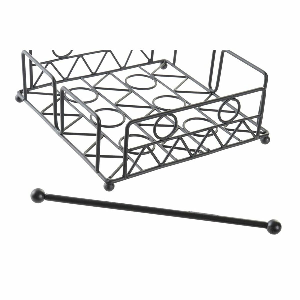 Portatovagliolo DKD Home Decor Geometrico Nero Metallo 18 x 18 x 7 cm - Immagine 3