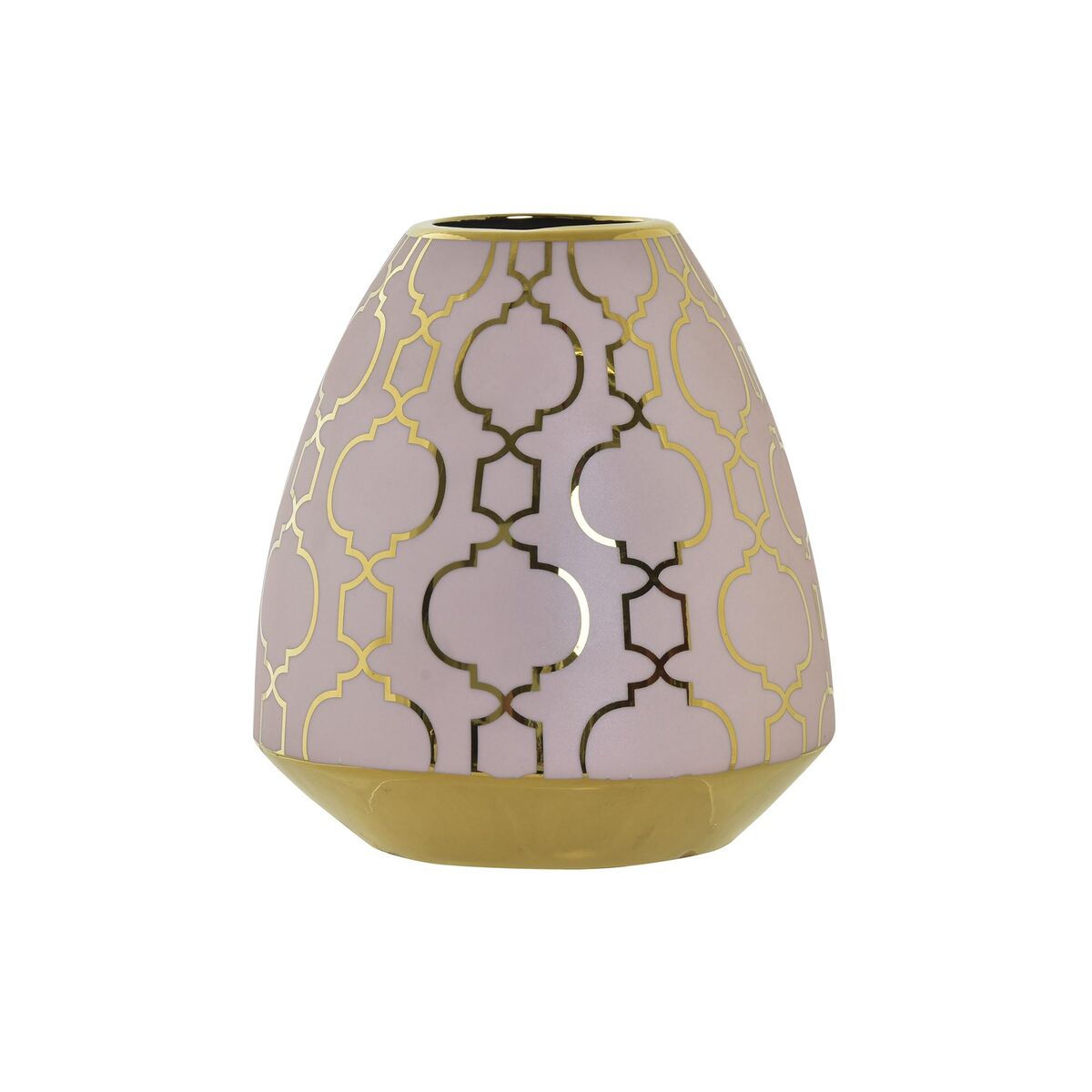 Vaso DKD Home Decor Porcellana Rosa Dorato Orientale Cromato 16 x 16 x 18 cm