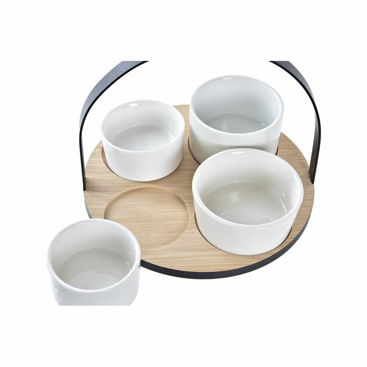 Set da Aperitivo DKD Home Decor Bianco/Nero Metallo Bambù Gres Loft 5 Pezzi 20 x 20 x 14 cm - Immagine 2