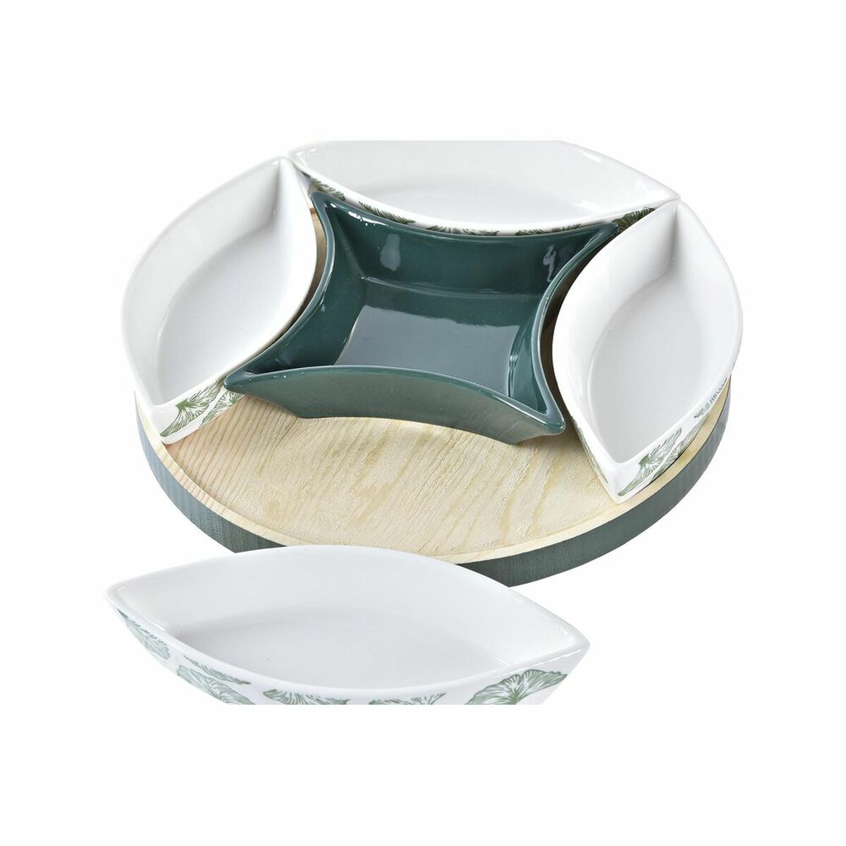 Set da Aperitivo DKD Home Decor Legno 22 x 22 x 1 cm Fogli Verde Gres - Immagine 2
