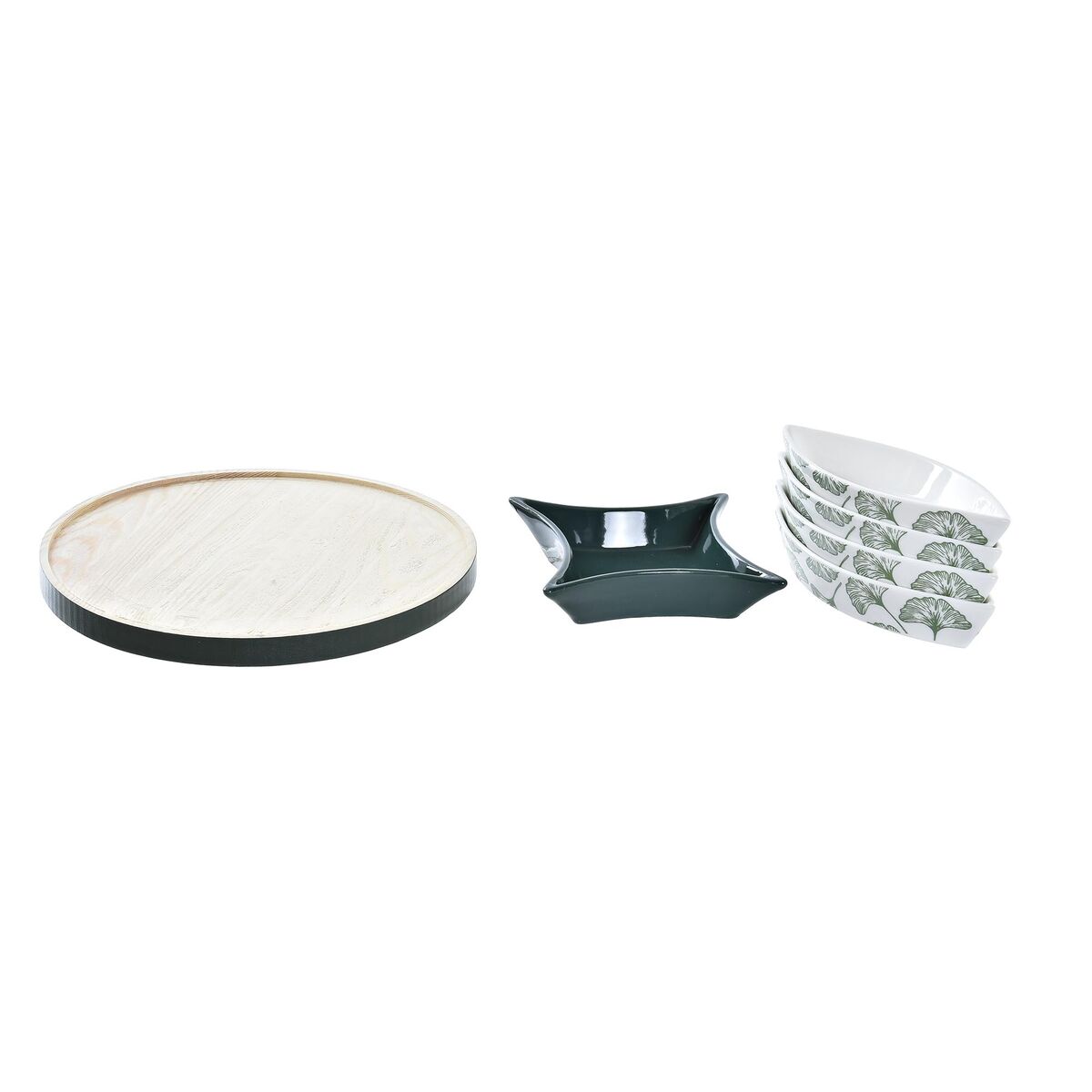 Set da Aperitivo DKD Home Decor Legno 22 x 22 x 1 cm Fogli Verde Gres - Immagine 3
