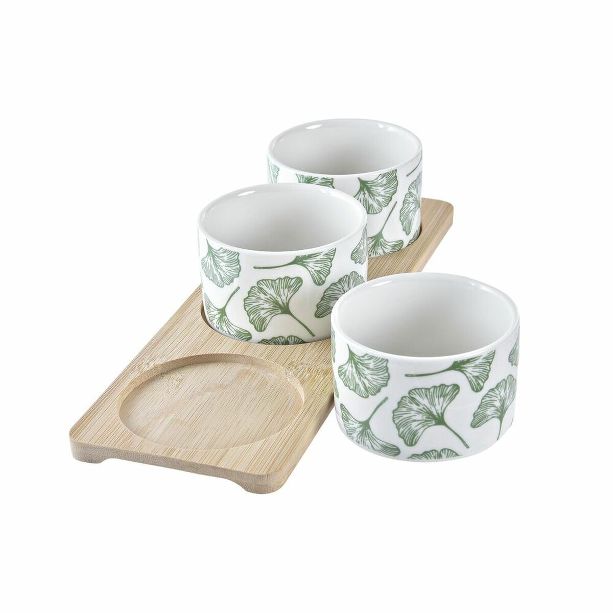 Set da Aperitivo DKD Home Decor Bambù Gres Fogli 3 Pezzi 4 Pezzi 28 x 9,7 x 1,5 cm - Immagine 2