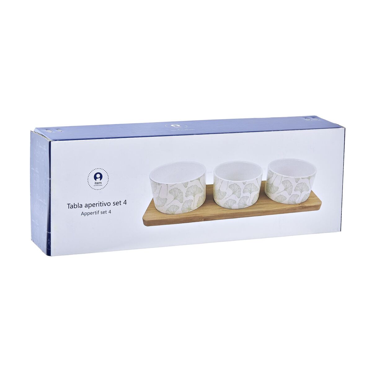 Set da Aperitivo DKD Home Decor Bambù Gres Fogli 3 Pezzi 4 Pezzi 28 x 9,7 x 1,5 cm - Immagine 4