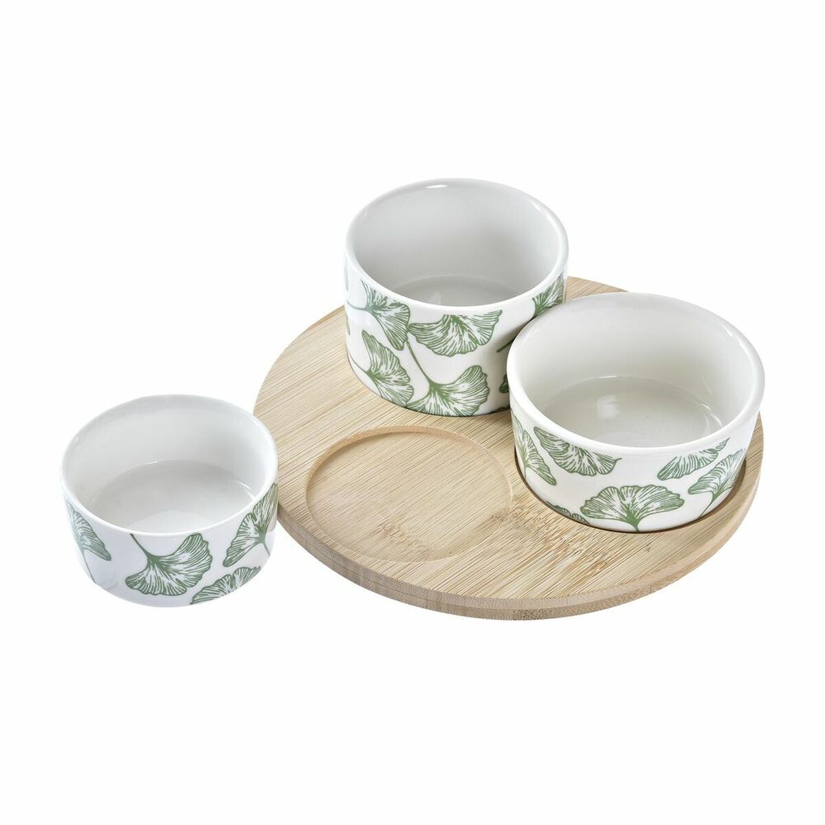 Set da Aperitivo DKD Home Decor Bambù Gres Fogli Tropicale 4 Pezzi 18 x 18 x 1 cm - Immagine 2
