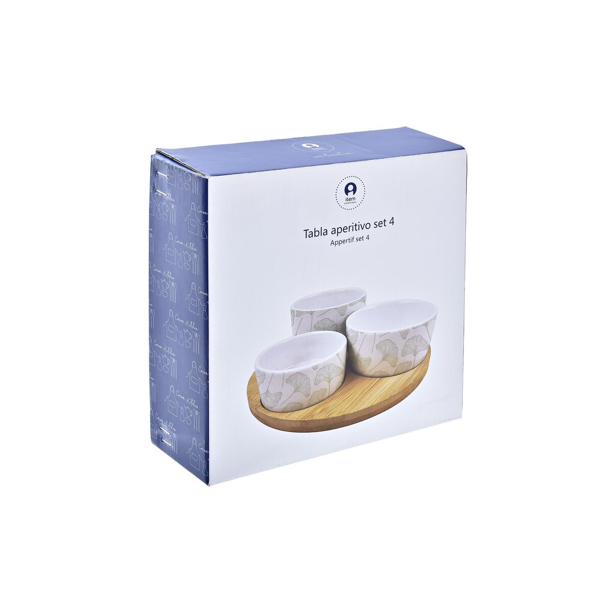 Set da Aperitivo DKD Home Decor Bambù Gres Fogli Tropicale 4 Pezzi 18 x 18 x 1 cm - Immagine 4